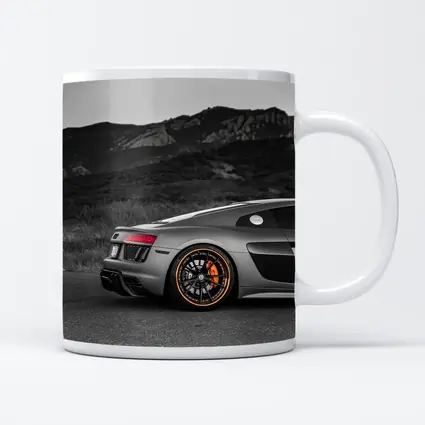 Audi R8 Silver Supercar Mountain Background