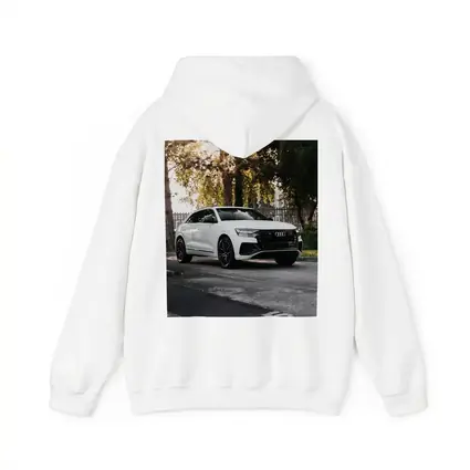 Audi Q8 White SUV Street Trees