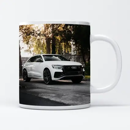 Audi Q8 White SUV Street Trees