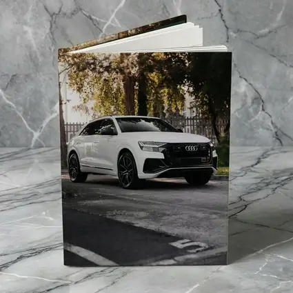Audi Q8 White SUV Street Trees