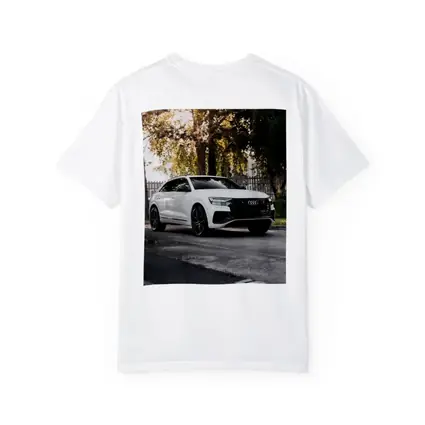Audi Q8 White SUV Street Trees
