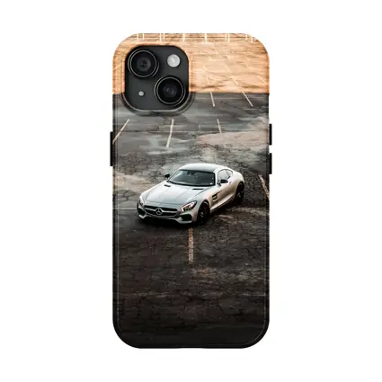 Mercedes AMG GT Silver Empty Parking Lot