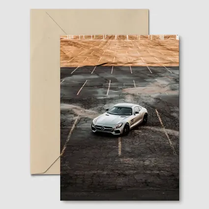 Mercedes AMG GT Silver Empty Parking Lot