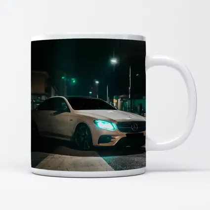Mercedes E Class White Night City Street