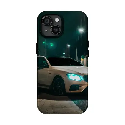 Mercedes E Class White Night City Street