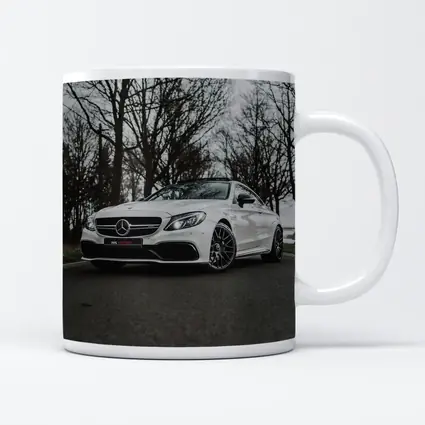 Mercedes AMG C63 White Road Trees