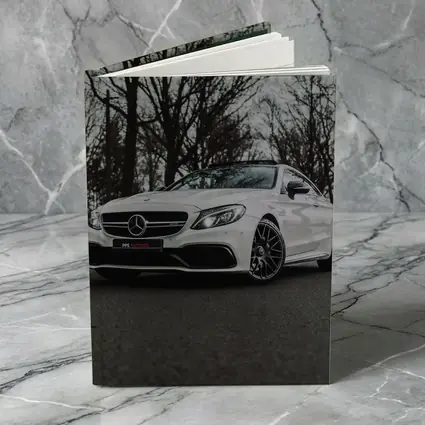 Mercedes AMG C63 White Road Trees