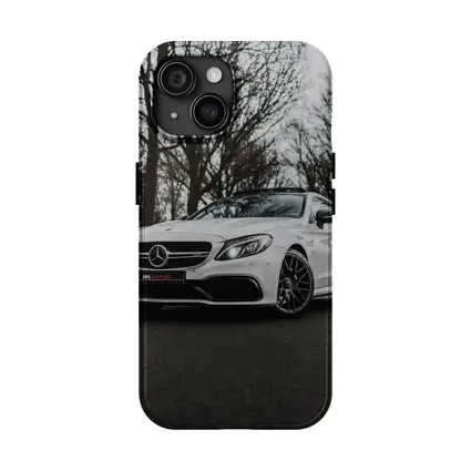 Mercedes AMG C63 White Road Trees