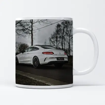 Mercedes AMG C63 White Coupe Road