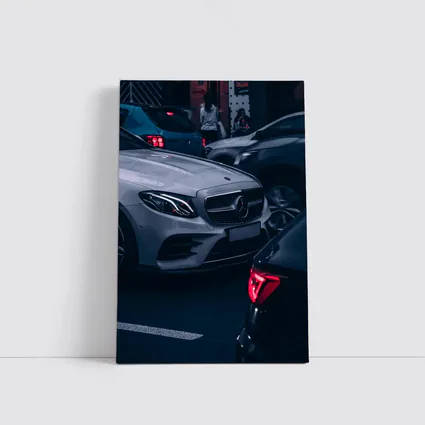Mercedes E Class Silver Car Dark Street