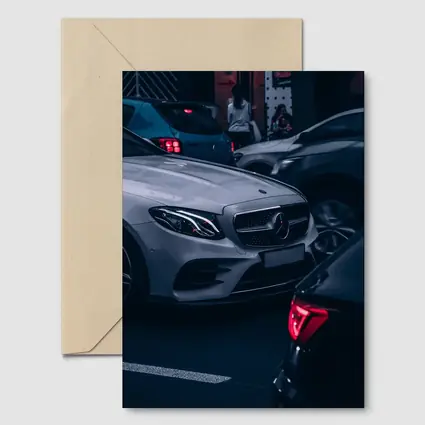 Mercedes E Class Silver Car Dark Street
