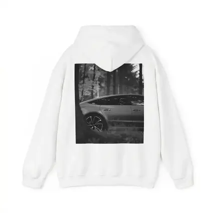 Tesla Model Y Black and White Forest