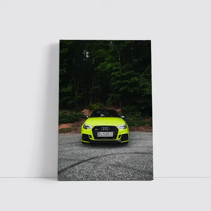 Audi RS3 Neon Green Front Forest Road