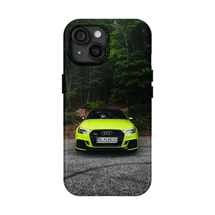 Audi RS3 Neon Green Front Forest Road