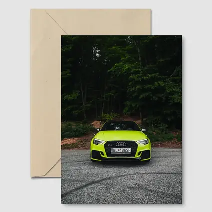 Audi RS3 Neon Green Front Forest Road