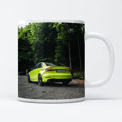 Audi RS3 Lime Green Forest Road Shot