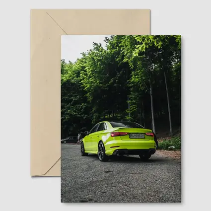 Audi RS3 Lime Green Forest Road Shot