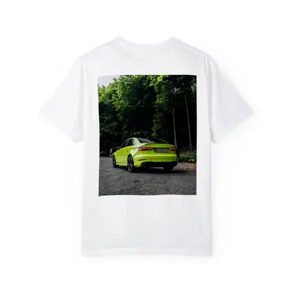 Audi RS3 Lime Green Forest Road Shot