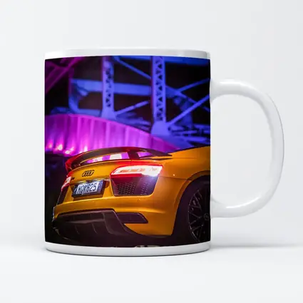 Audi R8 Yellow Supercar Night Industrial Background