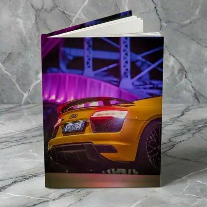 Audi R8 Yellow Supercar Night Industrial Background