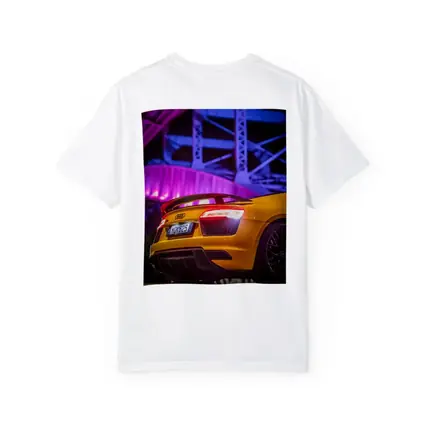 Audi R8 Yellow Supercar Night Industrial Background