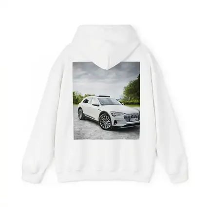 Audi E-Tron White SUV Cloudy Outdoor Setting