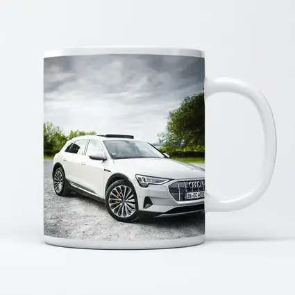 Audi E-Tron White SUV Cloudy Outdoor Setting
