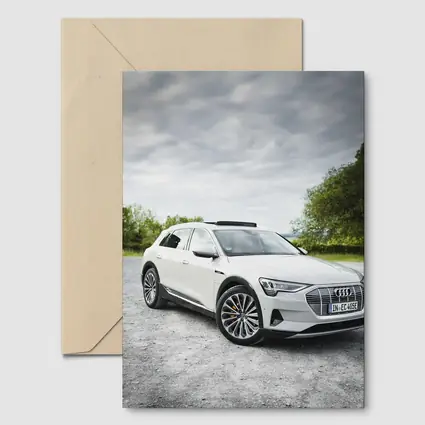 Audi E-Tron White SUV Cloudy Outdoor Setting