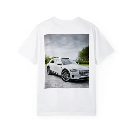 Audi E-Tron White SUV Cloudy Outdoor Setting