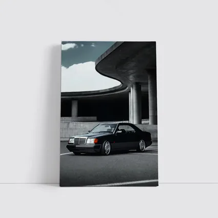 Black Mercedes W124 Coupe Urban Parking Structure
