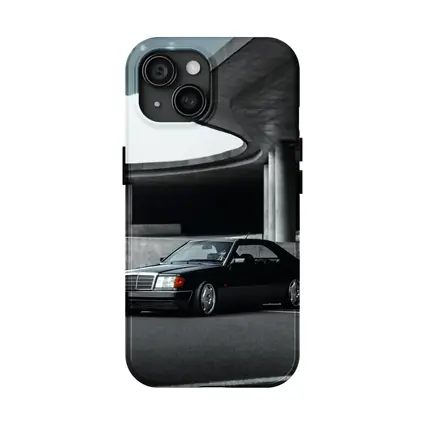 Black Mercedes W124 Coupe Urban Parking Structure