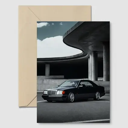 Black Mercedes W124 Coupe Urban Parking Structure