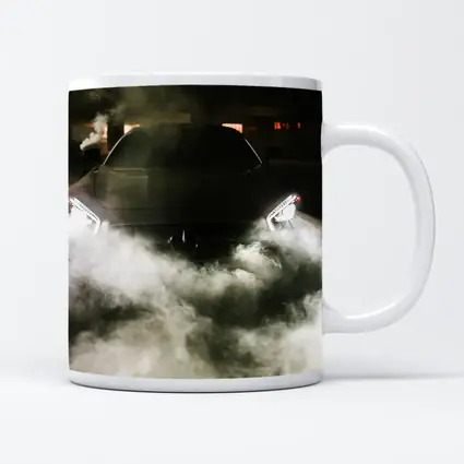 Mercedes Car Front View Smoke Night