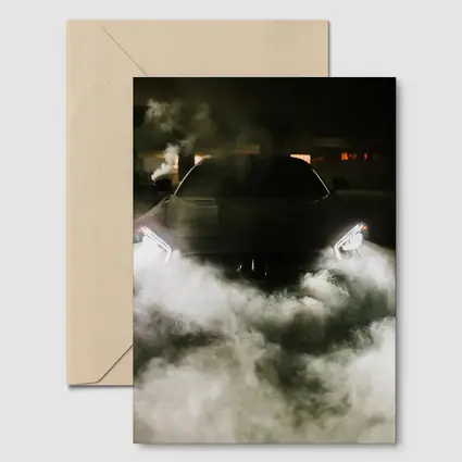 Mercedes Car Front View Smoke Night