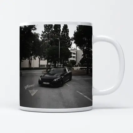 Mercedes C63 AMG Black Urban Parking Lot