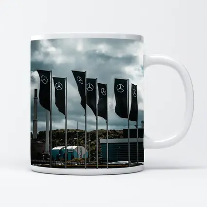 Mercedes Flags Row Cloudy Industrial Sky
