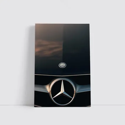 Mercedes Benz Logo Close Up Dark Hood