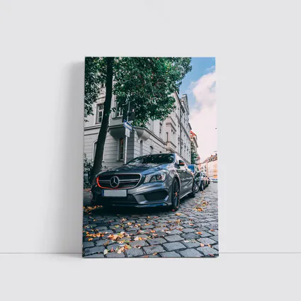Mercedes CLA Parked on European Cobblestone Street