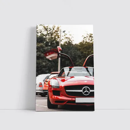 Red Mercedes SLS AMG Gullwing Doors Open