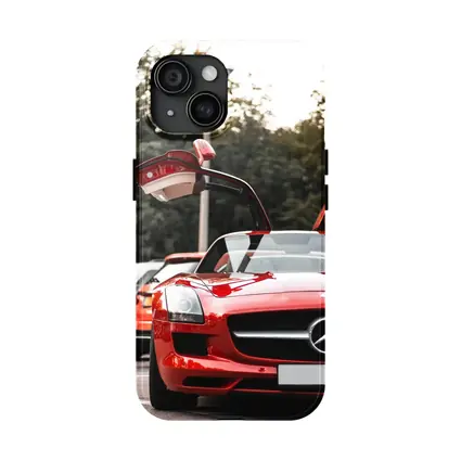 Red Mercedes SLS AMG Gullwing Doors Open
