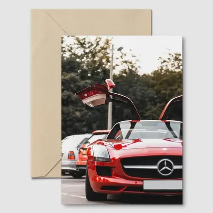 Red Mercedes SLS AMG Gullwing Doors Open