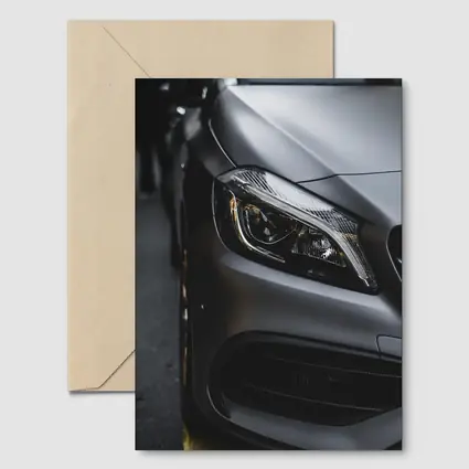 Mercedes AMG Matte Gray Front Headlight Close