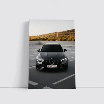 Mercedes AMG Gray Sedan Rooftop Parking