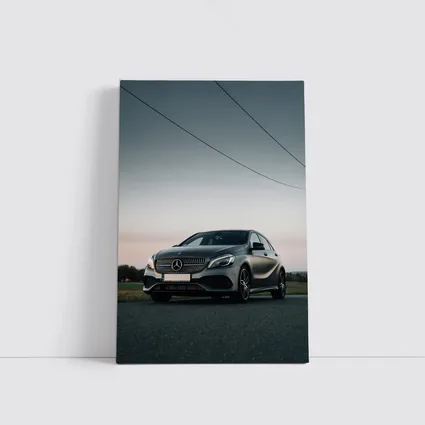 Mercedes A Class Gray Hatchback Dusk Road