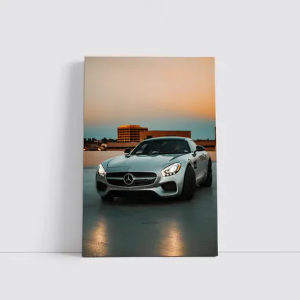 Mercedes AMG GT Silver Rooftop Sunset
