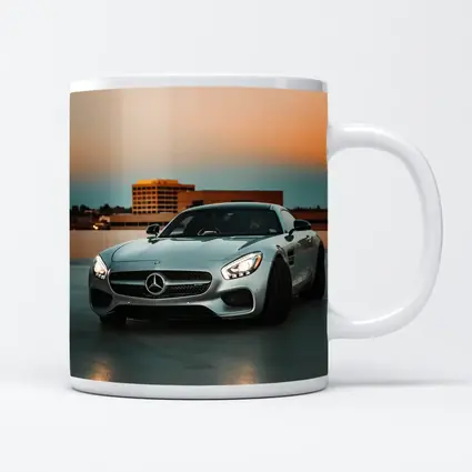 Mercedes AMG GT Silver Rooftop Sunset