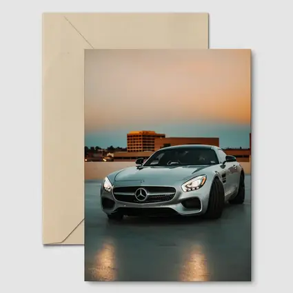 Mercedes AMG GT Silver Rooftop Sunset
