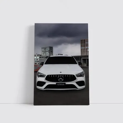 Mercedes AMG White Front View Stormy Sky