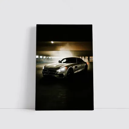 Mercedes AMG GT Silver Parking Garage Night