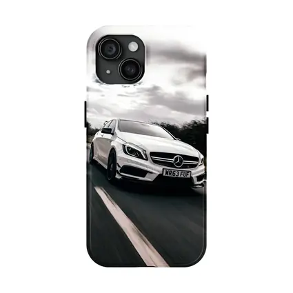 Mercedes AMG White Hatchback On Open Road